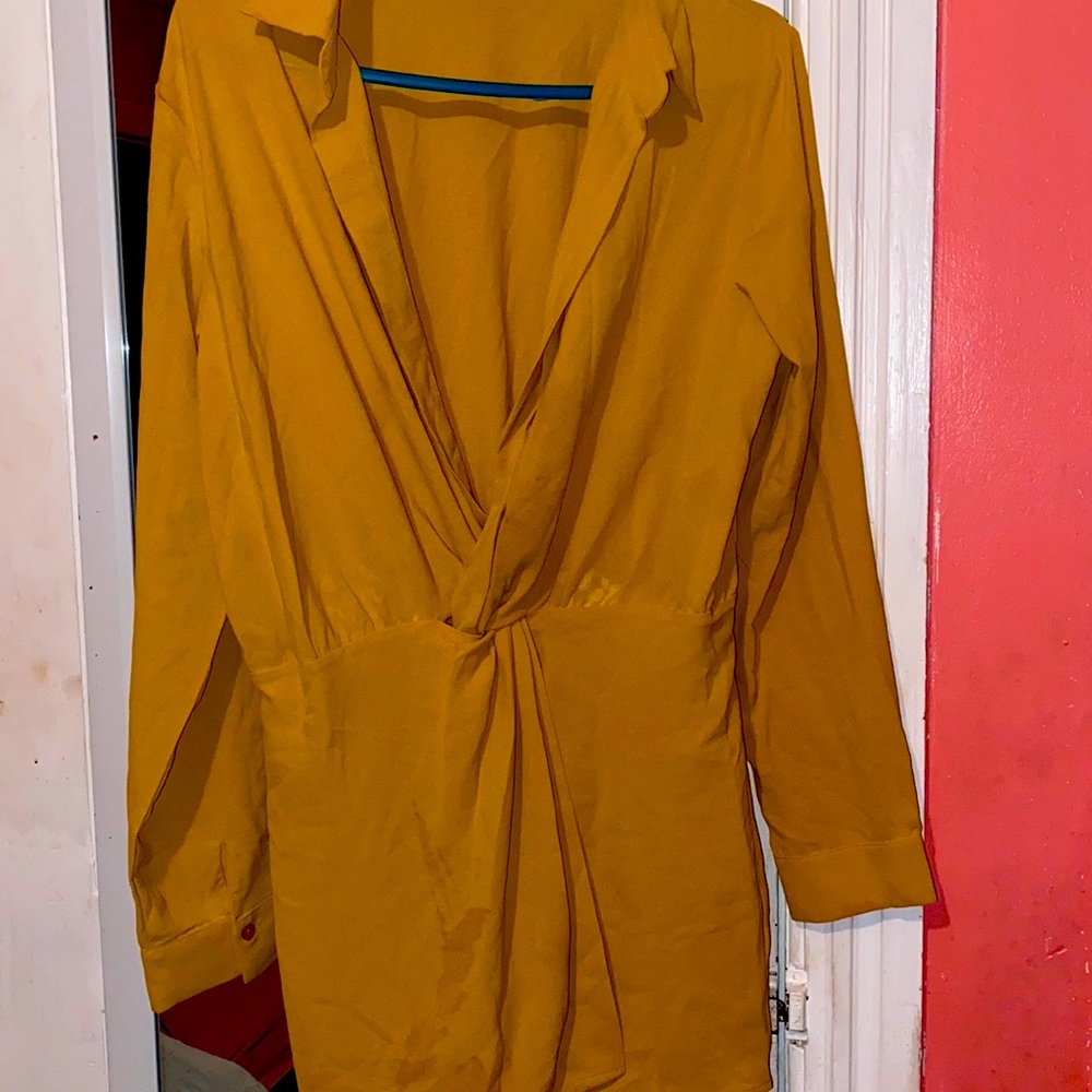 mustard romper dress